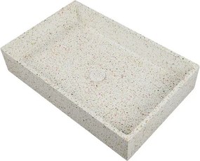 Lavabo da appoggio rettangolare con finitura terrazzo beige | KTERD-600BE - KAMALU