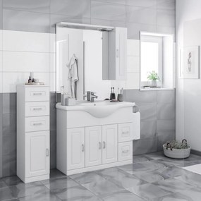 Mobile sottolavabo e lavabo Paola per vasca centrale bianco L 105 x H 184 x P 33.5 cm, 3 ante 2 cassetti