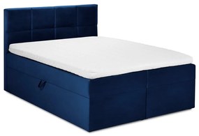 Letto boxspring blu con contenitore 200x200 cm Mimicry - Mazzini Beds
