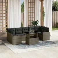 Set Divano da Giardino 8 pz con Cuscini Grigio in Polyrattan 3267150