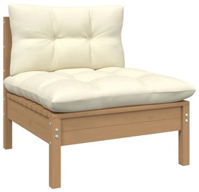 Set divani da giardino 13 pz con cuscini crema in legno di pino
