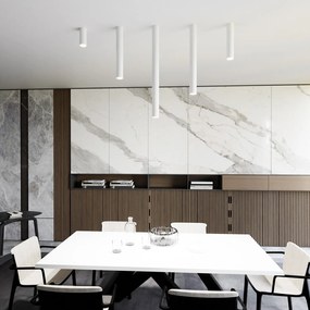 Plafoniera Moderna Faretto Marduk 1 Luce Acciaio Bianco 80 Cm