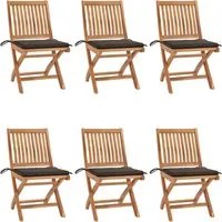 Sedie da Giardino Pieghevoli con Cuscini 6 pz Massello di Teak 3072842