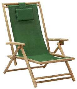 Sedia Relax Reclinabile Verde İn Bambù E Tessuto /