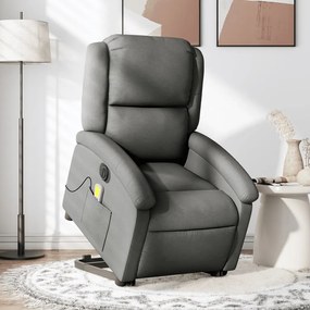 Poltrona Alzapersona Massaggi Elettrica Grigio Scuro Tessuto /