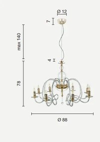 Lampadario vivaldi in vetro lavorato a mano, dettagli in cristallo ...