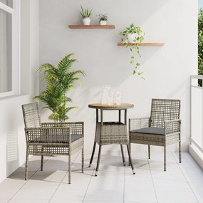 Set di mobili da pranzo  set di 3 grigio rattan, metallo