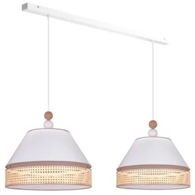 Duolla - Lampadario a sospensione con filo AVIGNON 2xE27/15W/230V bianco/rattan