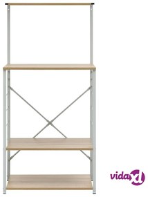vidaXL Mobile Microonde Bianco Rovere 60x39,6x123cm Legno Multistrato