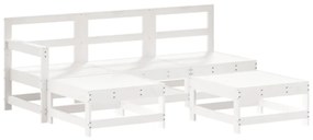 Set Salotto da Giardino 5 pz Bianco in Legno Massello di Pino