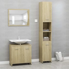 Set mobili da bagno 3 pz rovere sonoma in truciolato