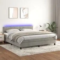 Letto a Molle Materasso e LED Grigio Chiaro 160x200 cm Velluto 3134531