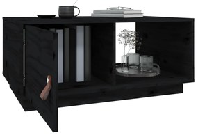 Tavolino da Salotto Nero 80x50x35,5cm in Legno Massello di Pino