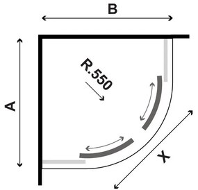 Kamalu - box doccia semicircolare 80x80 finitura argento opaco | ke-2000a