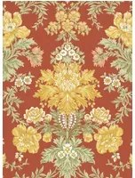 Cole & Son Carta da parati Poppies - Soft Yellow/ Cream and Spring Green on Terracotta