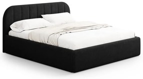 Letto matrimoniale imbottito nero con contenitore con rete inclusa 200x200 cm Juno – Windsor &amp; Co Sofas