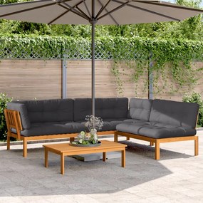 Set divani pallet giardino 4pz cuscini legno massello acacia