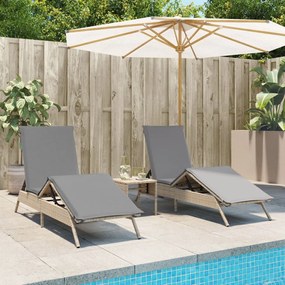 Lettini Prendisole 2 Pz Con Tavolino Beige İn Polyrattan /