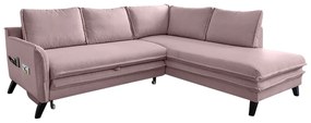 Divano letto angolare rosa cipria L, angolo destro Charming Charlie - Miuform
