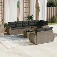 Set Divano da Giardino 9 pz con Cuscini Grigio in Polyrattan 3253967