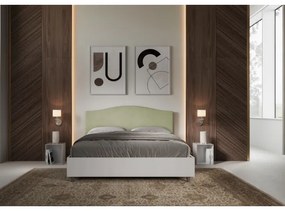 Letto matrimoniale e rete 160x200 in legno bianco e testata in microfibra tč verde Grace