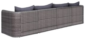 Set Divani da Giardino 4 pz con Cuscini Grigio in Polyrattan