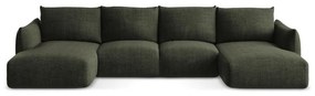 Divano angolare verde allungabile (a U) Leila – Makamii