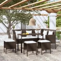 Set Mobili 5 Pz Divano a L con Cuscini in Polyrattan Marrone cod mxl 39500