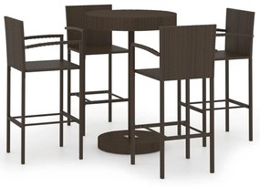 Set da bar da giardino 5 pz in polyrattan marrone