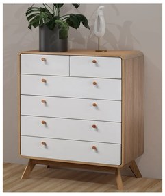 Cassettiera alta bianca con effetto rovere 81x104 cm Caitlin - Støraa