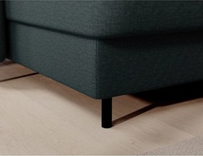 Divano angolare verde allungabile/con contenitore (con penisola a destra/a U) e rivestimento in velluto Berrto – ELTAP