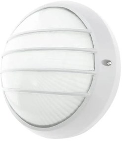 Plafoniera E27 IP54, Bianca, Ø258mm con Griglia protettiva Base E27