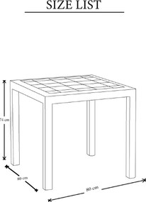 Tavolo quadrato 80x80cm per interno ed esterno in polipropilene DALLAS TORTORA