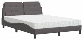 Letto con materasso grigio 120x200 cm in similpelle