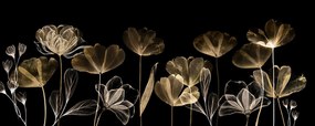 Stampa su tela Gold flowers, multicolore 60 x 150 cm