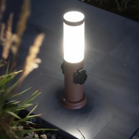 Brilagi - Lampada da esterno con 2 prese SCHUKO NOVA, portalampada 1x E27 (15W, 230V), 40 cm, IP44, marrone