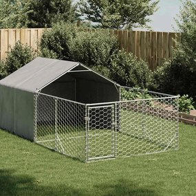 Cuccia Per Cani Da Esterno Con Recinto 4x2x1,5m Acciaio Zincato /