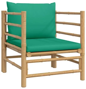 Set salotto da giardino 5pz con cuscini verdi bambù