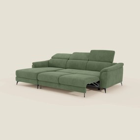 Arcos Divano con penisola - piedini alti e poggiatesta reclinabili in microfibra impermeabile T11 verde