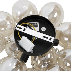 Plafoniera di design nera con vetro ambrato 3 luci - Uvas