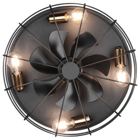 Plafoniera nera opaca con telecomando e ventilatore Trondheim – Trio