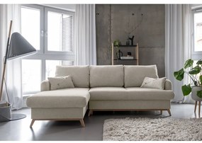 Divano angolare beige allungabile/con contenitore (con penisola a sinistra/con chaise lounge) Scandic Lagom – Miuform