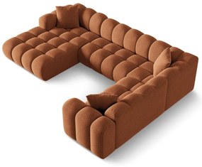 Divano angolare color terracotta (con penisola a destra/a U) con rivestimento in ciniglia Treno – Cosmopolitan Design