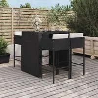 Set Bar da Giardino 5 pz con Cuscini in Polyrattan Nero 3200670