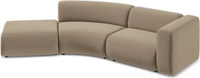 Chaise longue beige (con penisola a sinistra) con rivestimento in velluto Ekahi – Makamii