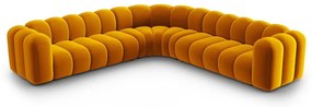 Divano angolare componibile giallo con rivestimento in velluto Lupine – Micadoni