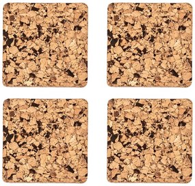 Sottobicchieri in sughero di colore naturale in set di 4 pezzi Querco - ZicZac