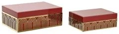 Scatola-Portagioie DKD Home Decor Metallo Cristallo Rosso Dorato Legno MDF 25 x 18 x 10 cm (2 Unità)