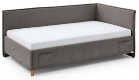Letto da bambini con sponde grigio imbottito con contenitore con rete inclusa 120x200 cm Fun – Meise Möbel
