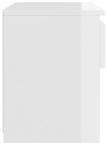 Comodini 2pz Bianco Lucido 40x30x39 cm in Legno Multistrato